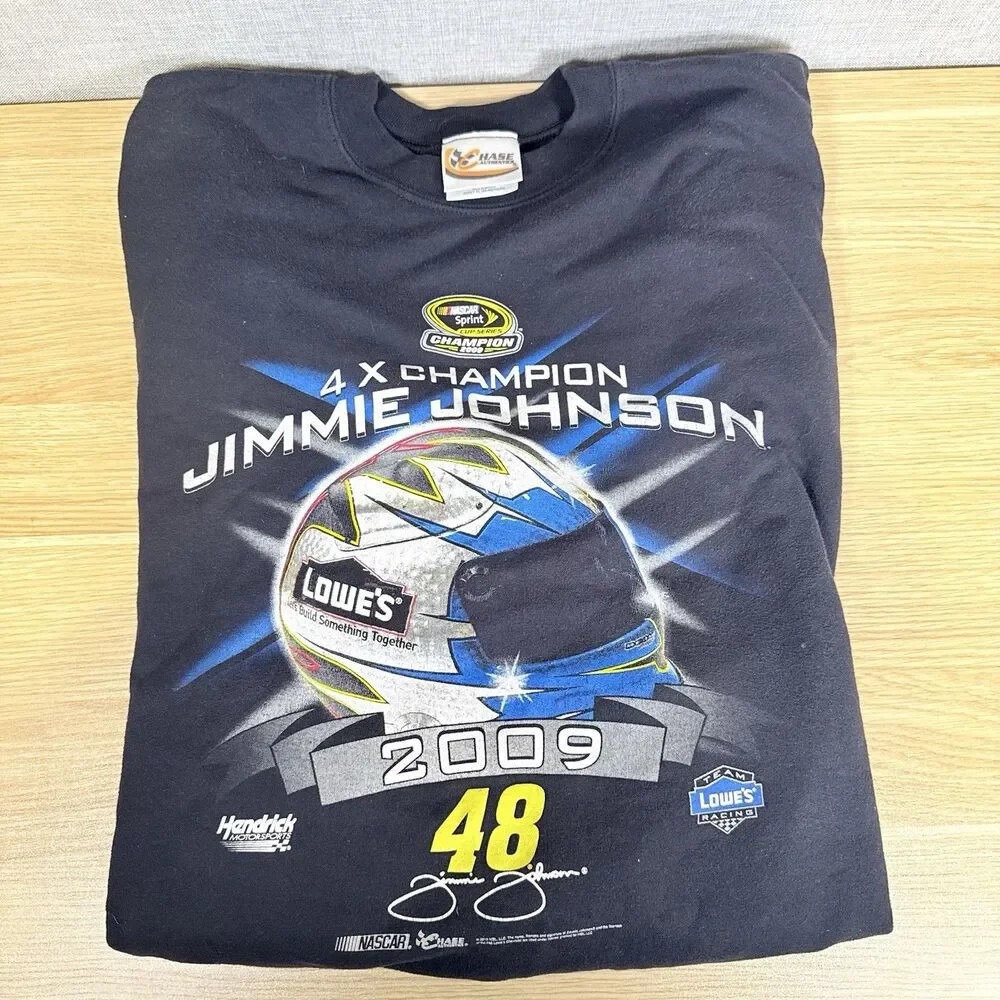 Vintage 2009 Jimmie Johnson 4X Champion NASCAR Crewneck Sweatshirt Chase XL